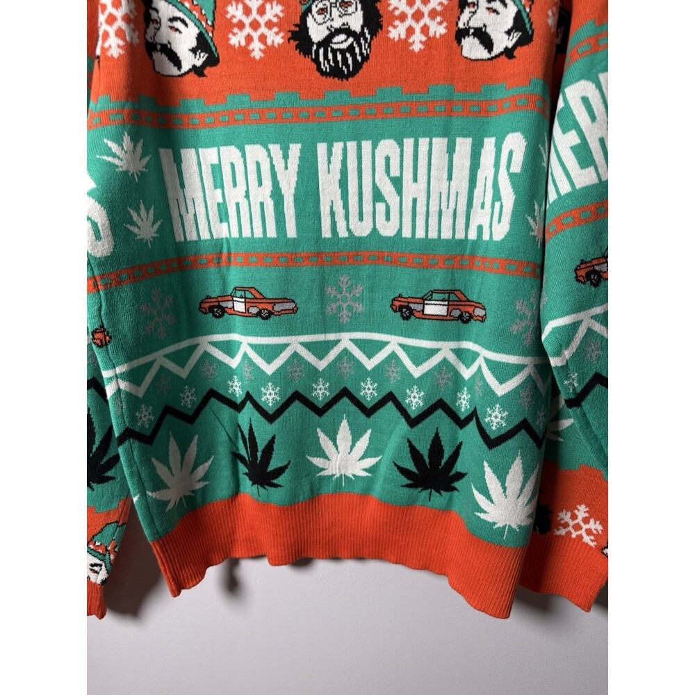 Cheech & Chong Ugly Christmas Sweater Medium Merry Kushmas Novelty Holiday NWOT - Picture 6 of 10